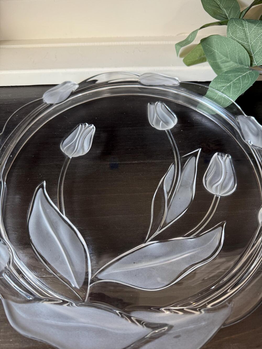 Vintage Mikasa Juliana Crystal Platter, Frosted Tulip Serving Dish
